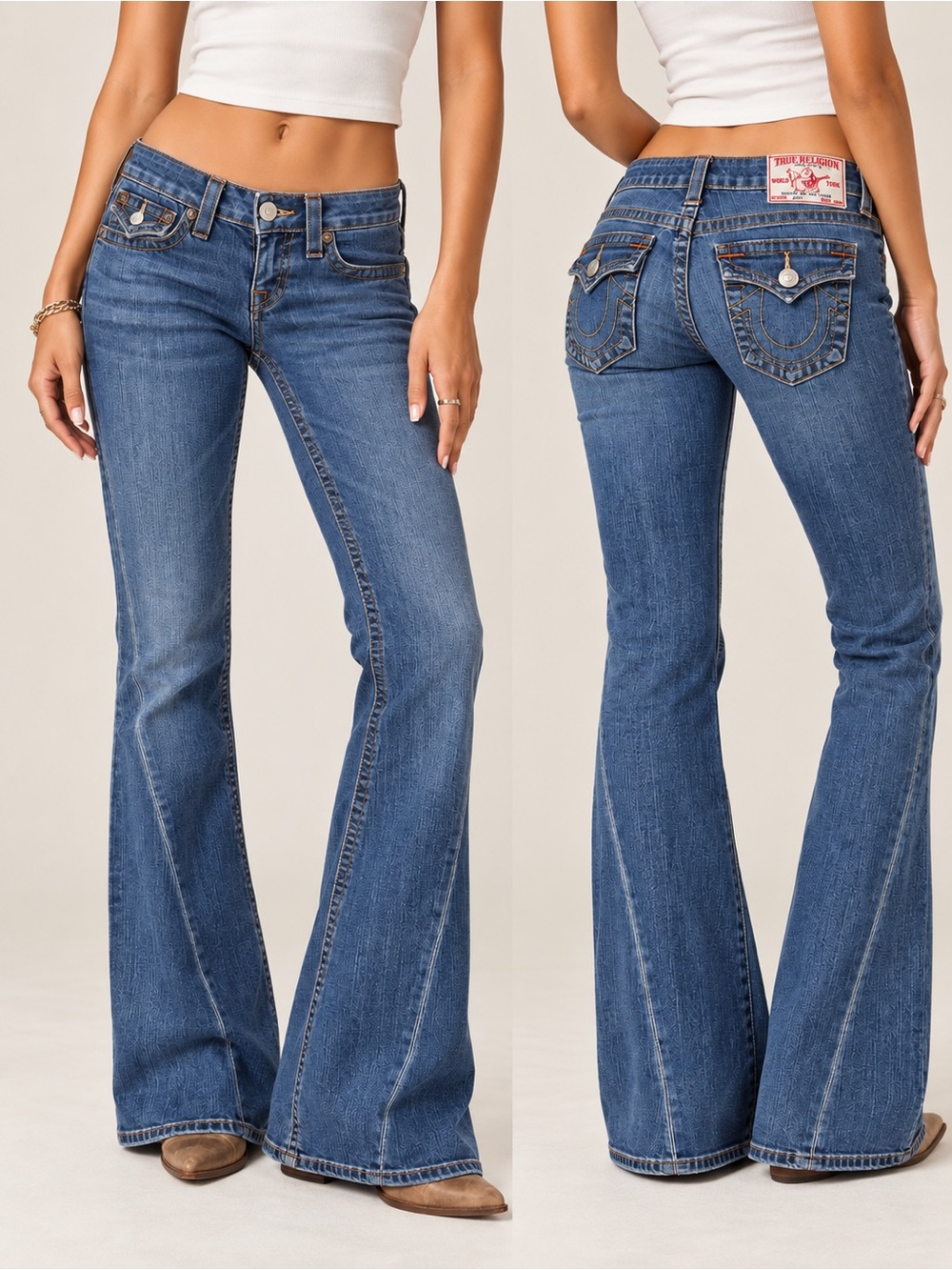 True Religion Joey Jeans 25 Y2K Low Rise Flare Bootcut Made in USA